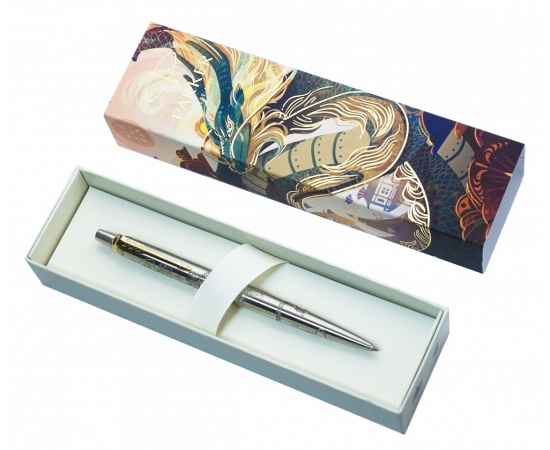 Шариковая ручка Parker Jotter Dragon Special Edition, цвет: St. Steel GT, стержень: Mblue в подарочной коробке, изображение 3