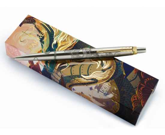 Шариковая ручка Parker Jotter Dragon Special Edition, цвет: St. Steel GT, стержень: Mblue в подарочной коробке, изображение 14