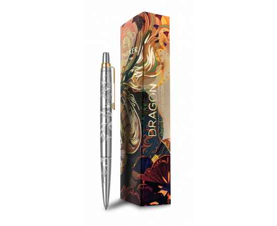 Шариковая ручка Parker Jotter Dragon Special Edition, цвет: St. Steel GT, стержень: Mblue в подарочной коробке, изображение 2