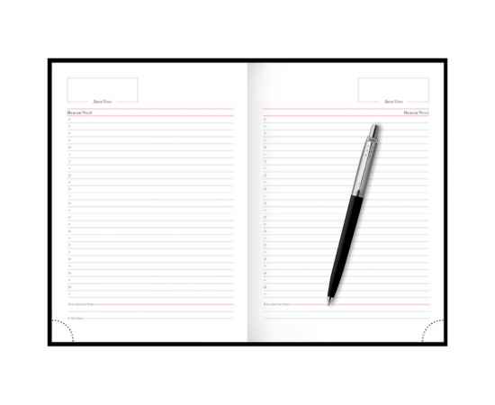 Подарочный набор: Шариковая ручка Parker Jotter K60, цвет: Black, стержень: Mblue, в подарочной упаковке и черный недатированный ежедневник, изображение 5