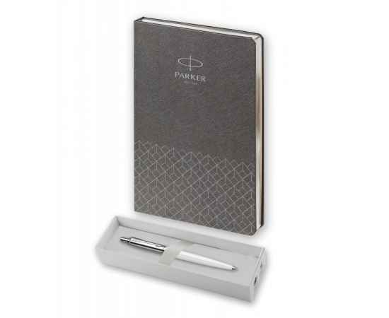 Подарочный набор: Шариковая ручка Parker Jotter K60, цвет: White и Ежедневник  недатированный, серый, изображение 6