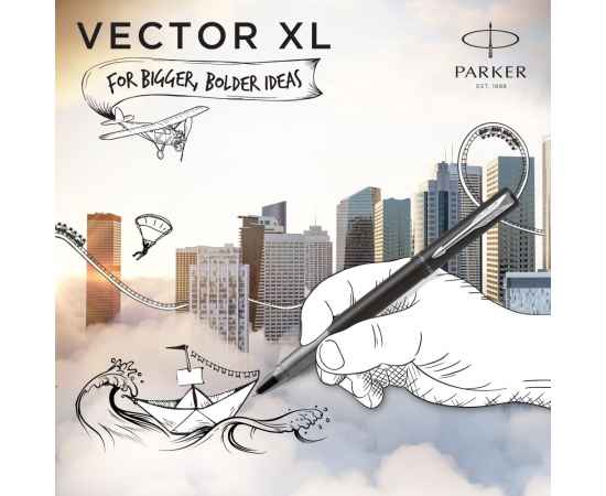 Ручка-роллер Parker Vector XL Black CT, стержень: F, цвет чернил:black, в подарочной упаковке, изображение 15
