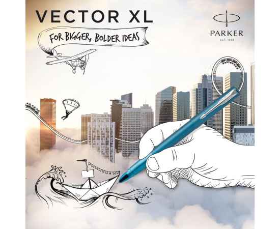 Ручка-роллер Parker Vector XL Teal CT, цвет чернил black, стержень: F, в подарочной упаковке., изображение 16