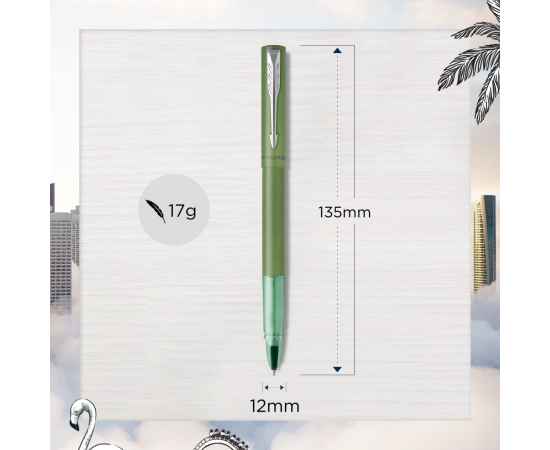 Ручка-роллер Parker Vector XL Green CT, цвет чернил black, стержень: F, в подарочной упаковке., изображение 16