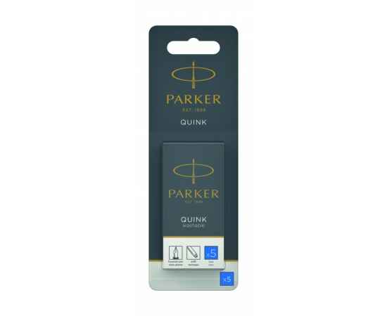 Картридж с смываемыми чернилами для перьевой ручки Parker 'Cartridge Quink', Washable Blue, упаковка из 5 шт. в блистере, изображение 2