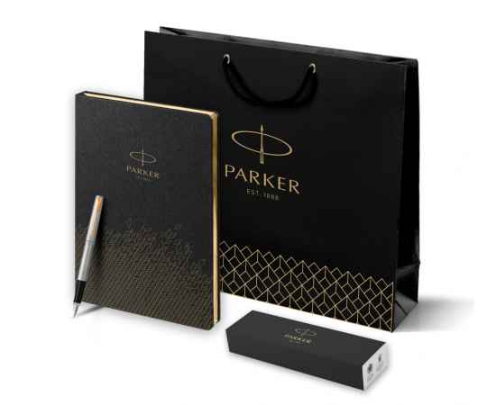 Подарочный набор: Ручка перьевая Parker Jotter Stainless Steel GT, Mblue и Ежедневник  недатированный, чёрный, изображение 8