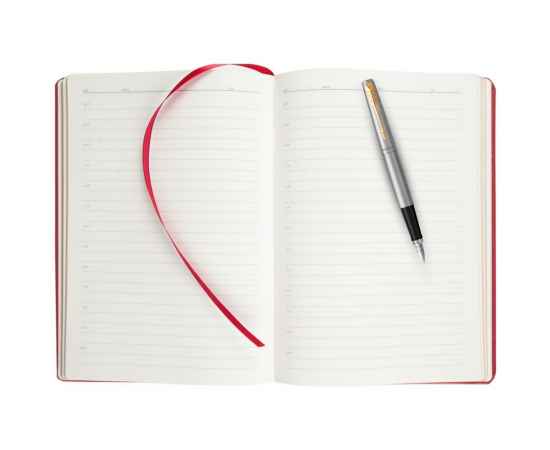 Подарочный набор: Ручка перьевая Parker Jotter Stainless Steel GT и Ежедневник недатированный красный, изображение 9