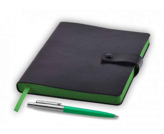 Подарочный набор: Шариковая ручка Parker Jotter ORIGINALS GREEN CT В ЭКО УПАКОВКЕ и Ежедневник недатированный черный, изображение 3