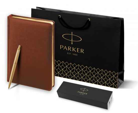 Подарочный набор: Шариковая ручка Jotter XL SE20 Monochrome в подарочной упаковке, цвет: Gold, стержень Mblue и Ежедневник коричневый недатированный, изображение 10