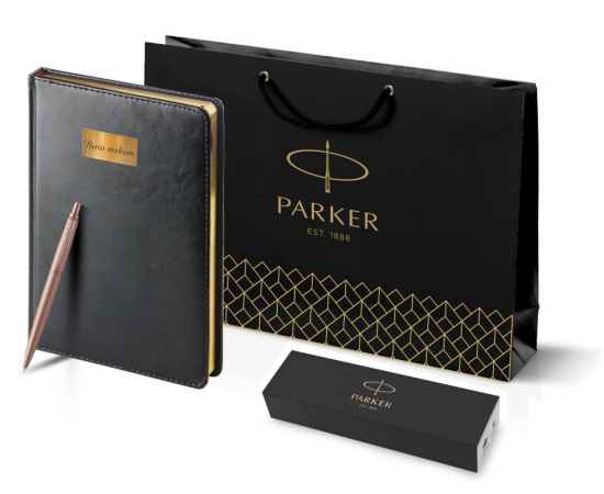 Подарочный набор: Jotter XL SE20 Monochrome в подарочной упаковке, цвет: Pink Gold, стержень Mblue и Ежедневник черный недатированный, изображение 9