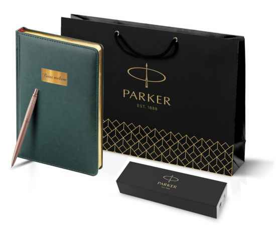 Подарочный набор: Jotter XL SE20 Monochrome в подарочной упаковке, цвет: Pink Gold, стержень Mblue и Ежедневник зеленый недатированный, изображение 10