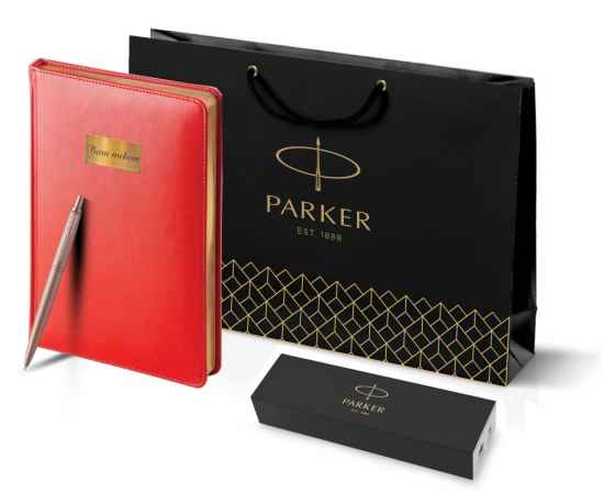 Подарочный набор: Jotter XL SE20 Monochrome в подарочной упаковке, цвет: Pink Gold, стержень Mblue и Ежедневник красный недатированный, изображение 10