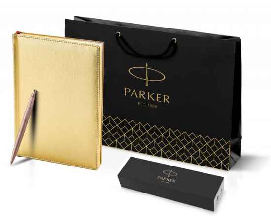 Подарочный набор: Jotter XL SE20 Monochrome в подарочной упаковке, цвет: Pink Gold, стержень Mblue и Ежедневник золотистый недатированный, изображение 10