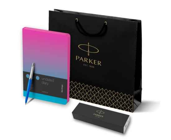 Подарочный набор: Шариковая ручка Parker Jotter Originals Blue Chrom CT и Ежедневник недатир розовый/голубой, изображение 6