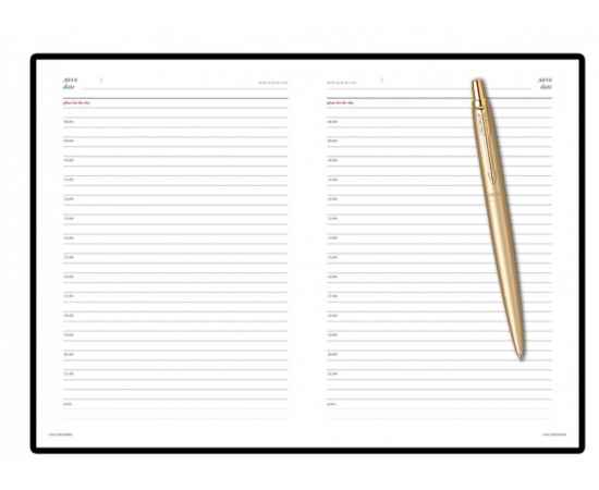 Подарочный набор Parker: Ежедневник черного цвета с золотистым срезом и шариковая ручка Parker Jotter XL YellowGold, изображение 8