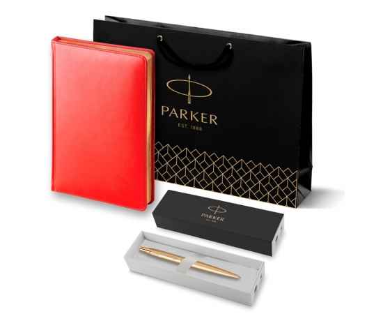 Подарочный набор Parker: Ежедневник красного цвета с золотом и шариковая ручка Parker Jotter XL YellowGold, цвет стержня синий, изображение 9