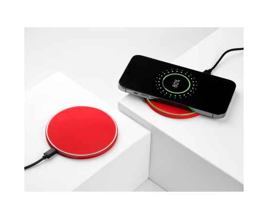 Беспроводное зарядное устройство с подсветкой 15W Auris, красное, Цвет: красный, Размер: 134x103x15, изображение 7