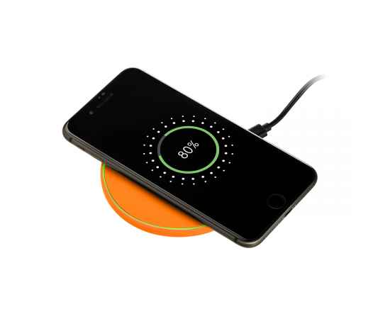 Беспроводное зарядное устройство с подсветкой 15W Auris, оранжевое, Цвет: оранжевый, Размер: 134x103x15, изображение 4