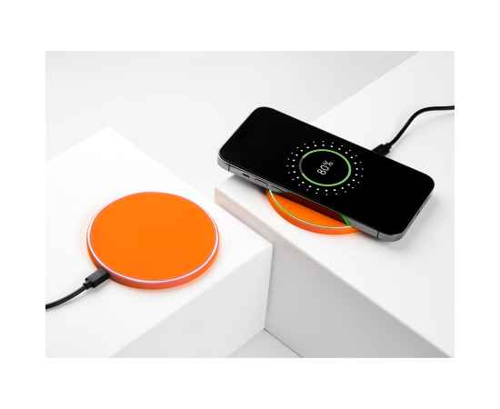 Беспроводное зарядное устройство с подсветкой 15W Auris, оранжевое, Цвет: оранжевый, Размер: 134x103x15, изображение 7