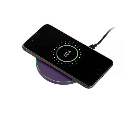 Беспроводное зарядное устройство с подсветкой 15W Auris, фиолетовое, Цвет: фиолетовый, Размер: 134x103x15, изображение 4