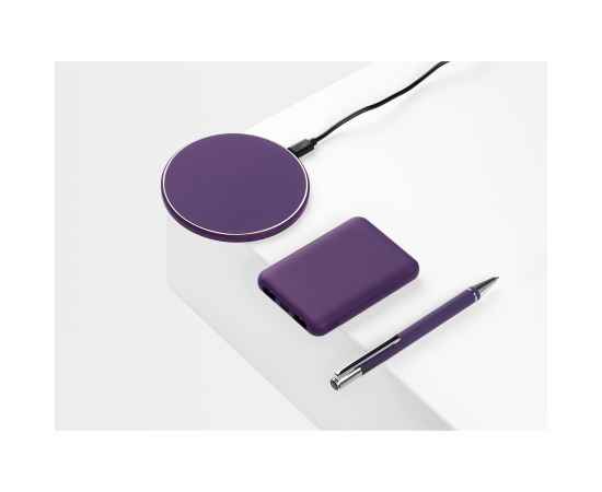 Беспроводное зарядное устройство с подсветкой 15W Auris, фиолетовое, Цвет: фиолетовый, Размер: 134x103x15, изображение 8