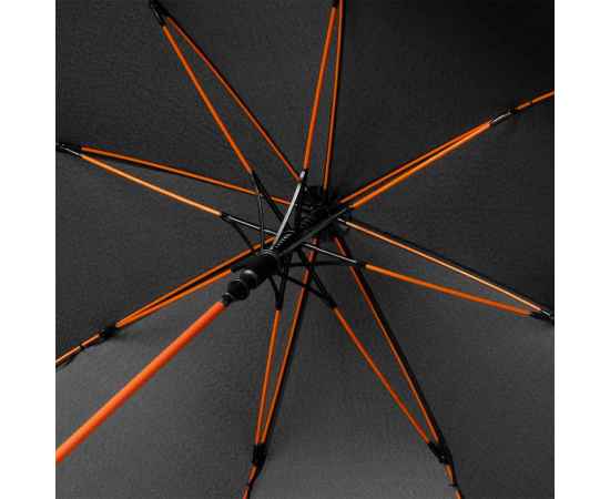 Зонт-трость Quantum, черный/оранжевый, Цвет: черный, оранжевый, Размер: 120x860x45, изображение 3
