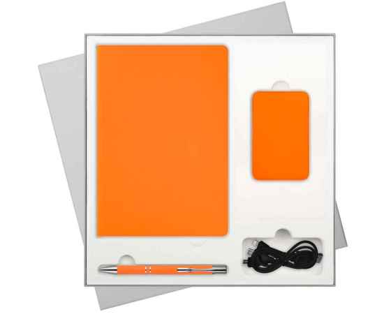 Подарочный набор Spark, оранжевый (ежедневник, ручка, аккумулятор)