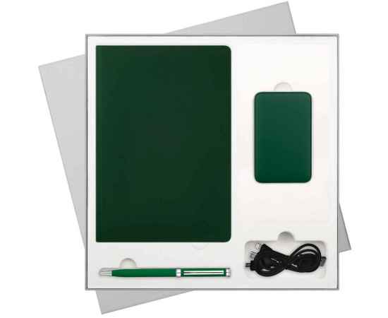 Подарочный набор Spark, зеленый (ежедневник, ручка, аккумулятор)