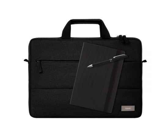 Подарочный набор Forum, черный (сумка, ежедневник, ручка), Цвет: черный, Размер: 360x400x10