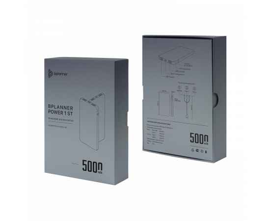Внешний аккумулятор Bplanner Power 1 ST, софт-тач, 5000 mAh (Черный), Цвет: черный, изображение 5