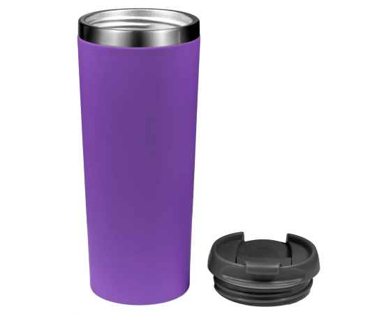 Термокружка KOMO SOFT 420мл. Фиолетовая с черной крышкой 6061.11, изображение 4