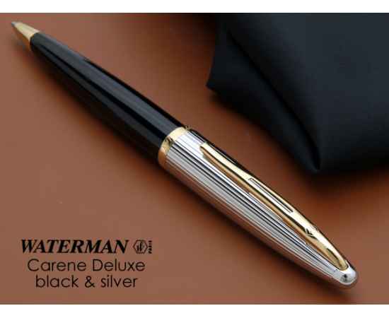 Шариковая ручка Waterman Carene De Luxe, цвет: Black/Silver, стержень: Mblue, изображение 2