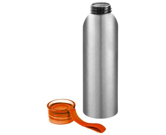 Бутылка для воды VIKING SILVER 650мл. Серебристая с оранжевой крышкой 6141.05, изображение 2