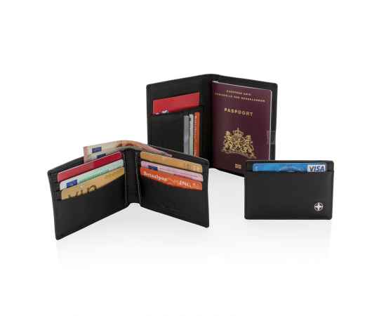 Обложка для паспорта Swiss Peak с защитой от сканирования RFID, Черный, Цвет: черный, Размер: Длина 0,6 см., ширина 10 см., высота 14 см., изображение 4