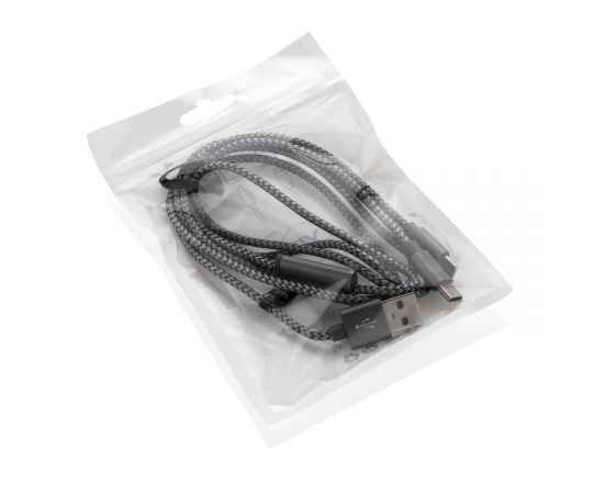 Плетеный кабель 3-в-1, серый,, Цвет: серый, Размер: , высота 124 см., диаметр 0,5 см., изображение 8