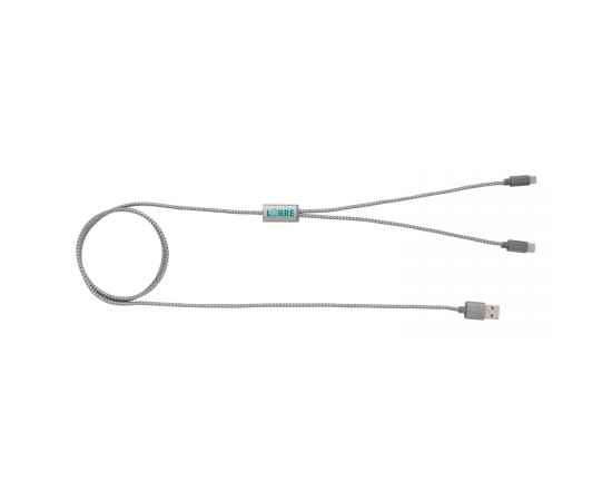Плетеный кабель 3-в-1, серый,, Цвет: серый, Размер: , высота 124 см., диаметр 0,5 см., изображение 3