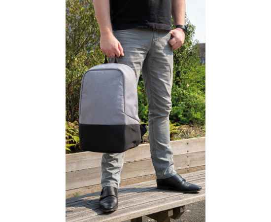 Стандартный антикражный рюкзак, без ПВХ, Черный, Цвет: серый, черный, Размер: Длина 35 см., ширина 13 см., высота 45 см., изображение 5
