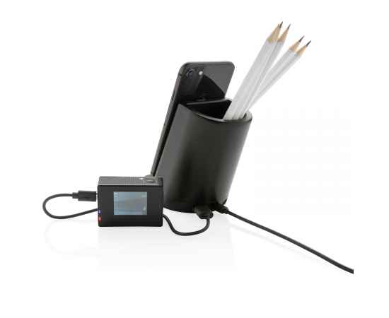 Док-станция Light up для беспроводной зарядки с подставкой для ручек, 5W, черный,, Цвет: черный, Размер: Длина 11,8 см., ширина 7,6 см., высота 10,9 см., изображение 7