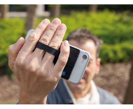Картхолдер c RFID защитой для телефона 3-в-1, черный,, Цвет: черный, Размер: Длина 10,2 см., ширина 6,3 см., высота 0,3 см., изображение 4