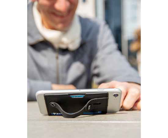 Картхолдер c RFID защитой для телефона 3-в-1, черный,, Цвет: черный, Размер: Длина 10,2 см., ширина 6,3 см., высота 0,3 см., изображение 9