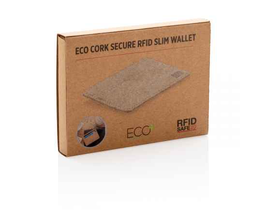 Эко-кошелек Cork c RFID защитой, Коричневый, Цвет: коричневый, Размер: Длина 10,2 см., ширина 0,2 см., высота 7,6 см., изображение 2
