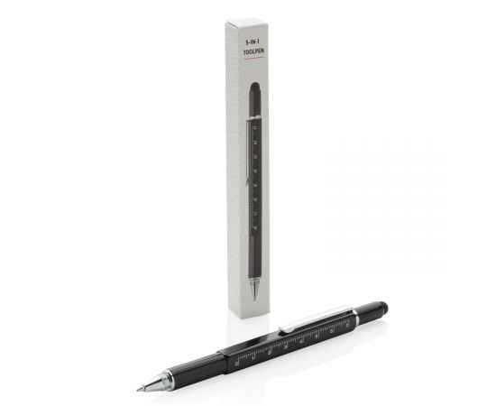 Многофункциональная ручка 5 в 1, черный,, Цвет: черный, Размер: , ширина 1,3 см., высота 15 см., изображение 2