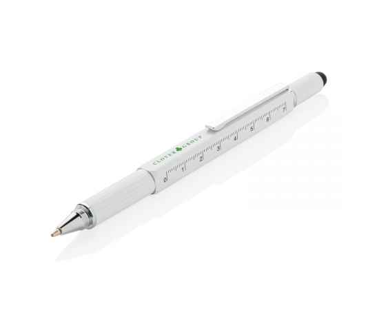 Многофункциональная ручка 5 в 1, белый,, Цвет: белый, Размер: , ширина 1,3 см., высота 15 см., изображение 4
