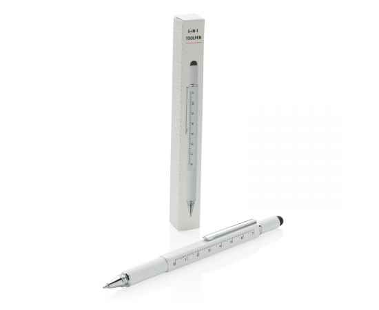 Многофункциональная ручка 5 в 1, белый,, Цвет: белый, Размер: , ширина 1,3 см., высота 15 см., изображение 2