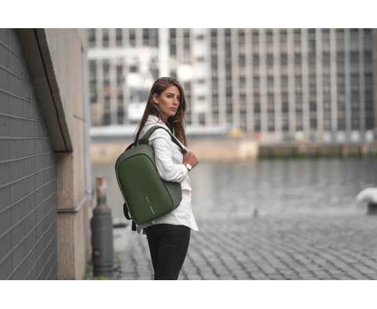 Антикражный рюкзак Bobby Hero Small, Зеленый, Цвет: зеленый, Размер: Длина 26,5 см., ширина 14 см., высота 38 см., изображение 4