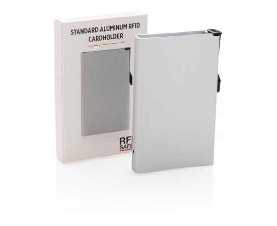 Алюминиевый картхолдер Standard с RFID, Серый, Цвет: серебряный, Размер: Длина 6,4 см., ширина 1,4 см., высота 9,9 см., изображение 2