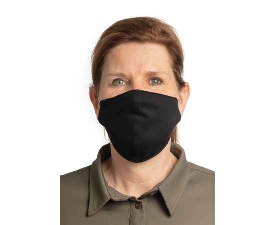 Двухслойная многоразовая маска из хлопка, Черный, Цвет: черный, Размер: Длина 35,5 см., ширина 14,5 см., высота 0,1 см., изображение 2