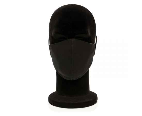 Двухслойная многоразовая маска из хлопка, Черный, Цвет: черный, Размер: Длина 35,5 см., ширина 14,5 см., высота 0,1 см., изображение 7