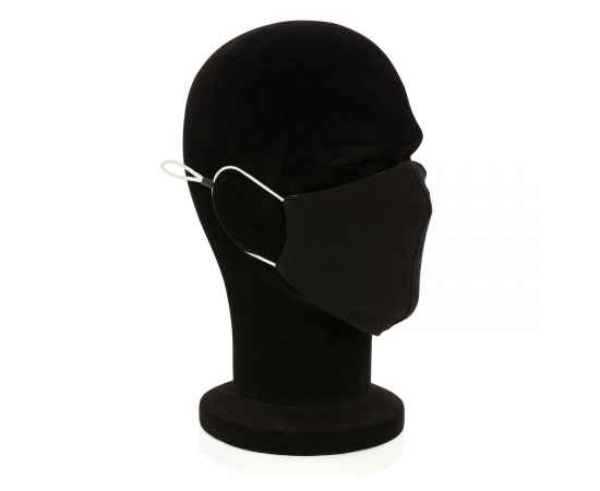 Двухслойная многоразовая маска из хлопка, Черный, Цвет: черный, Размер: Длина 35,5 см., ширина 14,5 см., высота 0,1 см., изображение 8