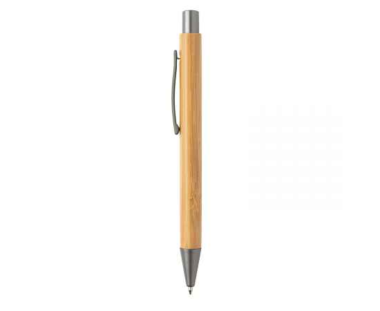 Тонкая бамбуковая ручка, Серый, Цвет: коричневый, серебряный, Размер: , высота 13,8 см., диаметр 1,1 см., изображение 2